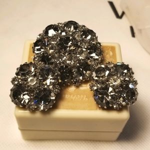 Vintage Weiss Rhinestone Brooch and Earrings Set